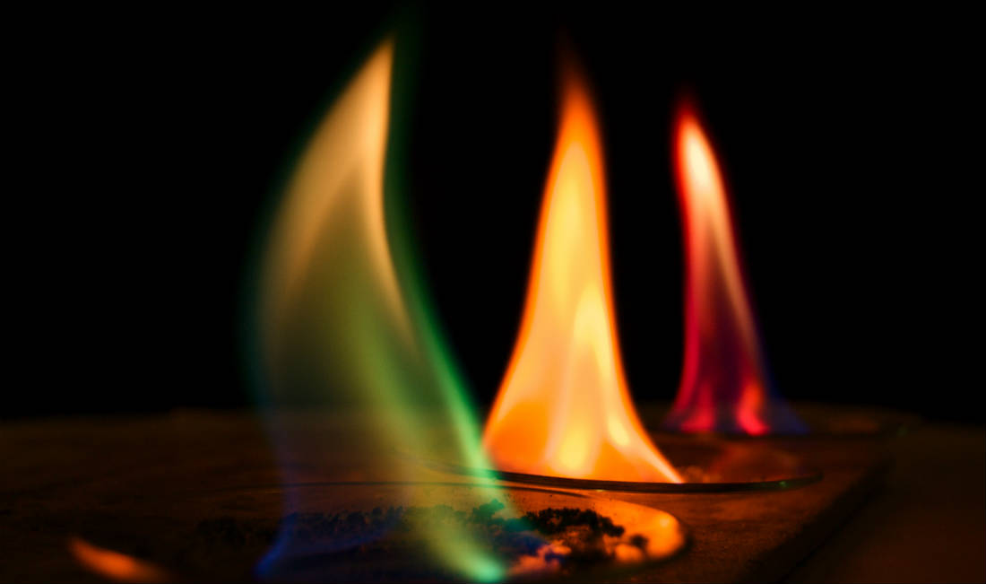 Assimilar: Teste da chama: Fogo colorido!